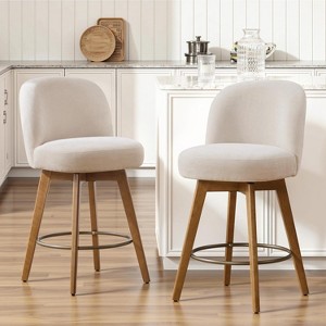 Bekrvio 26" Swivel Counter Height Bar Stools Set of 1/2/3/4,Fabric Upholstered Bar Chairs with Walnut Wood Legs, Counter-Height Kitchen Island Stools - 1 of 4