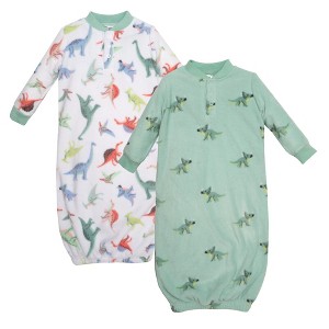 Hudson Baby Infant Boys Fleece Gowns, Cheerful Dino Friends - 1 of 4