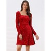 Allegra K Women's Stars Print Square Neck Vintage Velvet Mini Dress - 3 of 4