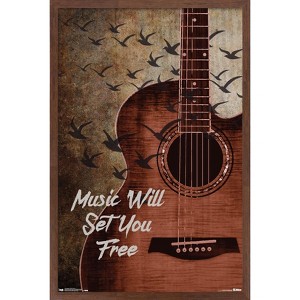 Trends International Music Will Set You Free Framed Wall Poster Prints - 1 of 4