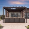 Purple Leaf Louvered Pergola with Retractable Roof, Adjustable Aluminum Hardtop Gazebo for Patio - 2 of 4