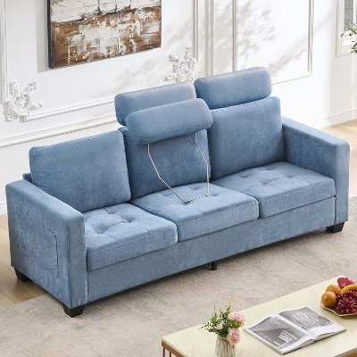 89 Inch Sofa, Oversized 3 Seat Sofa, Chenille Fabric Upholstered Sofa with Wide Armrest and Removable Cushion, for Living Room, Bedroom