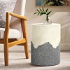 LuxenHome Outdoor Patio Table, 17" Gray and Cream Cement Round Side Table,Modern Garden Decorative Stool,Outdoor Accent End Table - 2 of 4