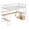 Twin Size Metal Loft Bed with Built-in Work Station, LED and Multiple Storage - ModernLuxe - 4 of 4