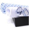 TheDapperTie Men's White Solid And Blue Plaid 100% Cotton 3 PCS Handkerchiefs - 3 of 4