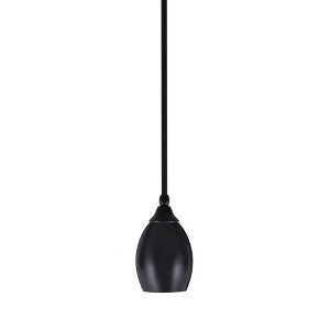 Toltec Lighting Any 1 - Light Pendant in  Matte Black with 5" Matte Black Oval Metal Shade Shade - 1 of 1
