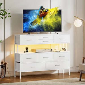 WOWLIVE 9 Dresser TV Stand with Charging Station and LED Lights, Entertainment Center for Living Room Bedroom - 1 of 4