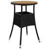 vidaXL Patio Table 23.6 in.x29.5 in. Acacia Wood and Poly Rattan Black - 2 of 4