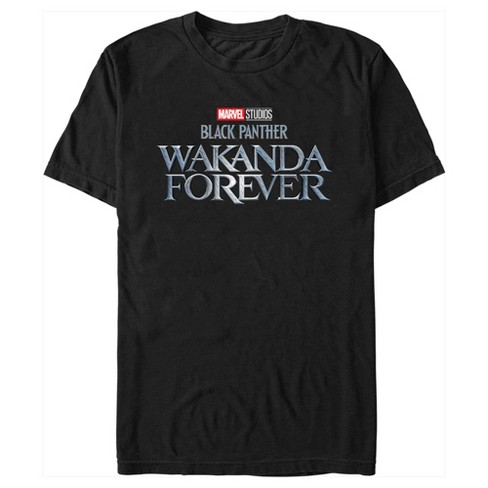 Men s Black Panther Wakanda Forever Metallic Movie Logo T Shirt Black Large