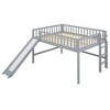 Sapphtopaz Low Loft Bed with Slide Wood Loft Bed with Guardrail & ladder,Space-Saving Beds Frame Kids Toddler Bed for Nursery,Bedroom - 2 of 4