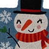 HomeRoots 18" X 30" Blue and White Coir Snowman Outdoor Winter Door Mat - 4 of 4