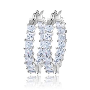 Hoop Earrings for Women Princess Cubic Zirconia Gold Plated Ginger Lyne Collection - 1 of 4