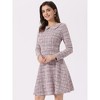 Allegra K Women's Vintage Tweed Plaid Grid Peter Pan Collar Long Sleeve A-line Dress - 4 of 4