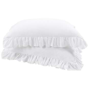 PiccoCasa Pure Cotton Soft Envelope Closure Ruffle Pillowcases 2 Pcs