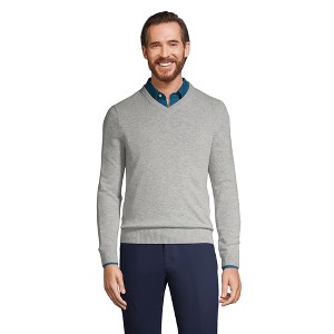 Lands' End Men's Fine Gauge Cashmere V-neck Sweater - 1 of 4