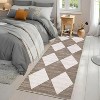 Runner Rug Washable Distressed Trellis Rug, Bedside Modern Checkered Office Carpet Low Pile Neutral Soft Nursery Carpet - 2 of 4