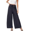 MISSKY Women's Wide Leg Pants Casual Palazzo Summer Flowy Pants Elastic High Waist Lounge Drawstring Long Trousers - 2 of 4