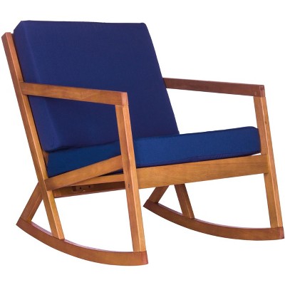 Eucalyptus Wood Brown Rocking Chair with Cushions