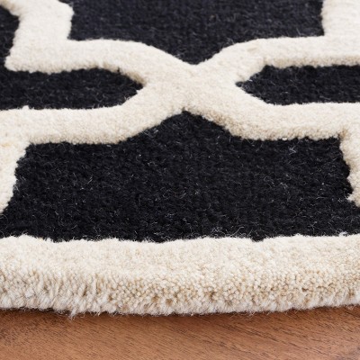 Hand-Tufted Cambridge Elegance Wool Square Rug in Black & Ivory - 4x4 ft