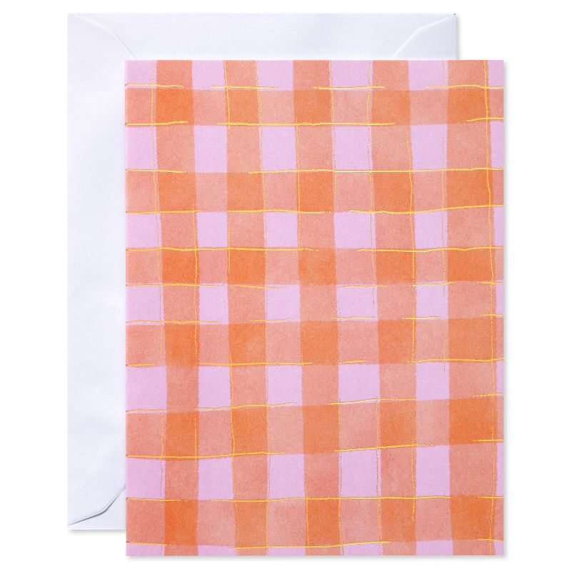 10ct Blank Notes Summer Plaid Orange/Pink, 1 of 8