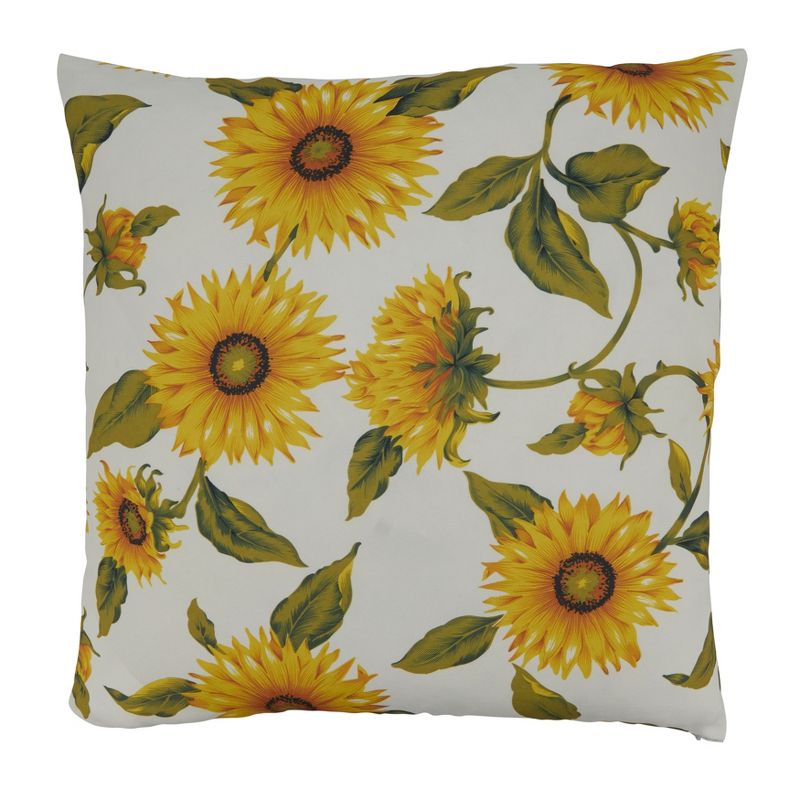 Saro Lifestyle Sunflower Pillow - Poly Filled, 18"x18" Square, Yellow, 1 of 4