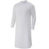 Men's Long - Sleeve Henley Shirt, Basic Solid - Color Mid - Length Tunic Top with Button Placket & Chest Pocket - 2 of 4