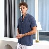 Campus Sutra Men Men's Lapis Blue Puffy-Textured Shirt - 3 of 4