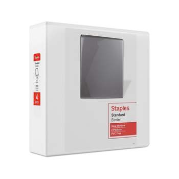 Staples Standard 4-Inch D 3-Ring View Binder White (26358) 976178