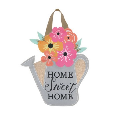 Briarwood Lane Colorful Watering Can Spring Burlap Door Hanger Em