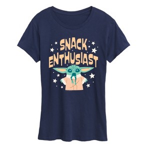 Women's - Star Wars - The Mandalorian Snack Enthusiast Grogu Short Sleeve Graphic T-Shirt - 1 of 4