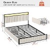 WOWLIVE Queen Size Modern Bed Frame with 2 Storage Drawers, Upholstered Velvet Headboard with Charging Station & Led Light, Beige - 2 of 4