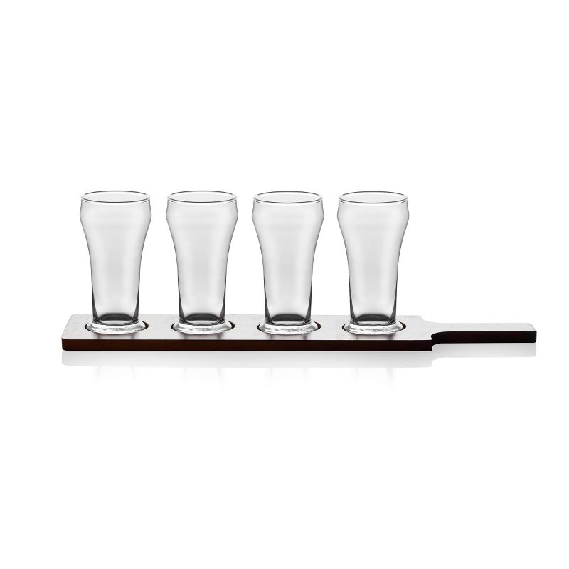Libbey Craft Brew Beer Flight Glasses 6oz with Wooden Carrier - 5pc Set, 3 of 4