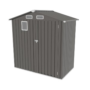 Vynxaria 6x3.5FT Metal Storage Shed, Watertight Tool Shed with Peaked Roof, Clear Window & Lockable Door ¨C Compact for Garden/Backyard/Patio, Gray - 1 of 4
