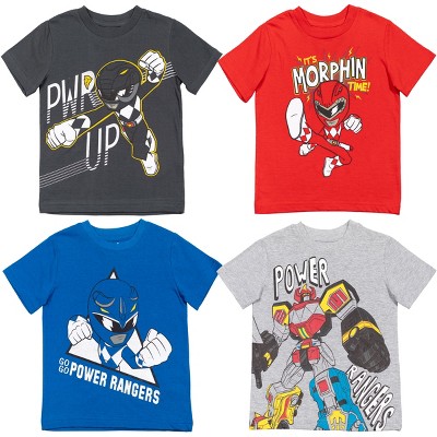 Power Rangers Toddler Boys 4 Pack Graphic T-Shirt Blue/Red/Grey/Black 