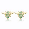 Guili Wasp Sterling Silver 14K Yellow Gold Plated with Emerald or Sapphire Cubic Zirconia Pave Stud Earrings for a Bold and Stylish Statement Look - 4 of 4