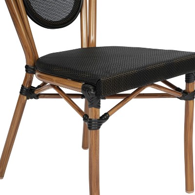 Set of Two Black and Natural Aluminum Bistro Chairs