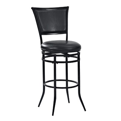 Rachel Black Metal Swivel Barstool with Leather Cushion