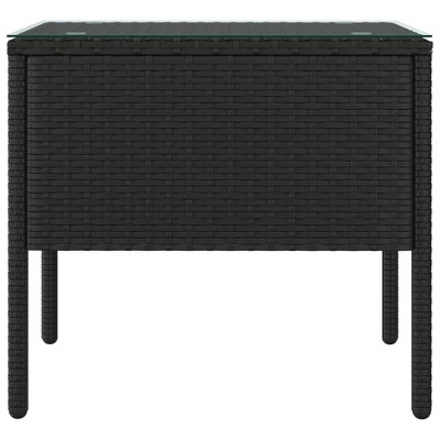 vidaXL Side Table Storage Coffee Console Table Poly Rattan and Tempered Glass