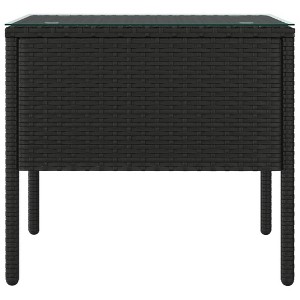 vidaXL Side Table Storage Coffee Console Table Poly Rattan and Tempered Glass - 1 of 4