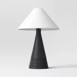 Ceramic Table Lamp with Tapered Shade Black (Includes LED Light Bulb) - Threshold™