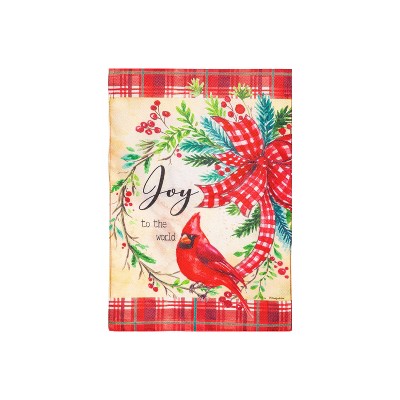 Evergreen Cardinal Joy Burlap Garden Flag 12 x 18 Inches Indoor Outdoor Decor