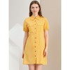 Allegra K Women's Collared Side Pockets Button Up Cotton Belted Shirt Dress - 2 of 4