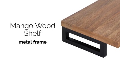 Lankford 24" Natural Wood and Black Modern Floating Wall Shelf
