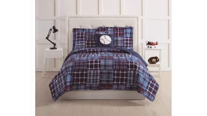 Twin Plaid Patch Kids&#39; Quilt Set Navy - My World, 2 of 7, play video