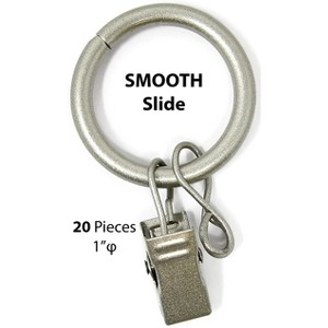 1-inch Metal Curtain Drapery Rings with Clips and Eyelets, 8 Finishes - 1 of 2