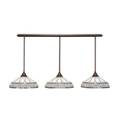 Toltec Lighting Any 3 - Light Chandelier in  Bronze with 16" Royal Merlot Art Glass Shade