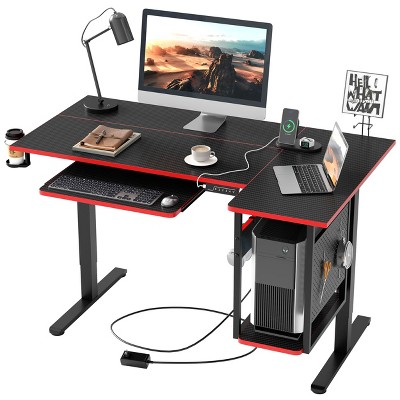 Bestier 57inch L-Shaped Standing Desk with Keyboard Tray for Home Office