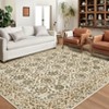 Coucheta Washable Vintage Floral Area Rug, Low Pile Boho Carpet, Non-Slip Distressed Print Rugs for Living Room, Bedroom & Dining Room, Office - 4 of 4