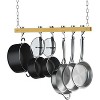 LunaLulinlk 36 inch Hanging Pot Rack, Ceiling-Mounted Wooden Rail System Pot Rack for Kitchen Pots and Pans Storage - 3 of 4