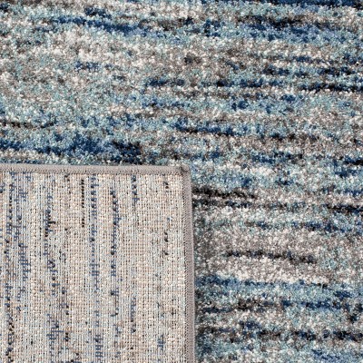 Stellar Blue Synthetic Square Rug - Easy Care, Stain-Resistant